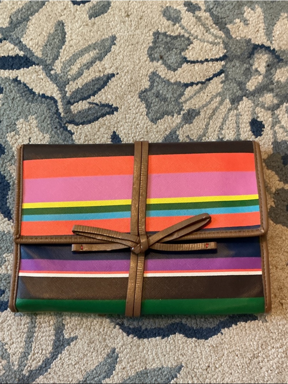 Colorful Striped Foldover Clutch